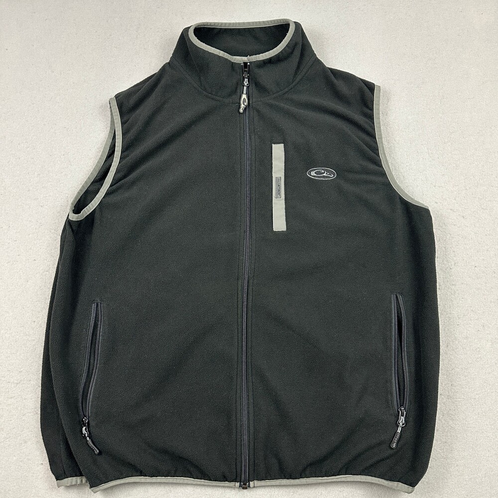Drake Vest Men Extra Large Black Solid Full Zip Fleece Jacket Outdoor XL